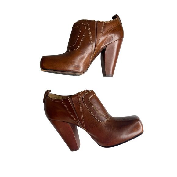 Frye Marta Brown Leather Heeled Ankle Booties With Double Buckle Design‎ 6M - Picture 9 of 9